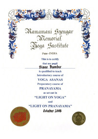 Diane Bamber Iyengar Certificate